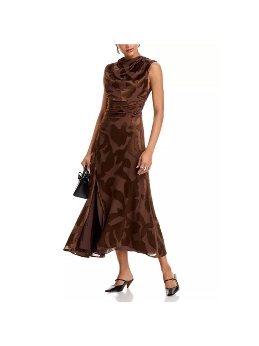 Simkhai Burke Draped Midi Dress in Cocoa